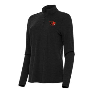 Women's Antigua  Heather Black Oregon State Beavers Bright Quarter-Zip Top