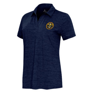 Women's  Antigua Heather Navy Denver Nuggets Layout V-Neck Polo