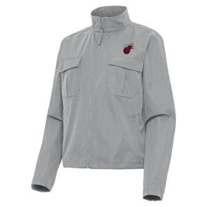 Women's Antigua  Gray Miami Heat Even Par Full-Zip Jacket