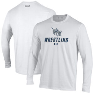 Men's Under Armour White Colorado School of Mines Orediggers Wrestling Performance Long Sleeve T-Shirt