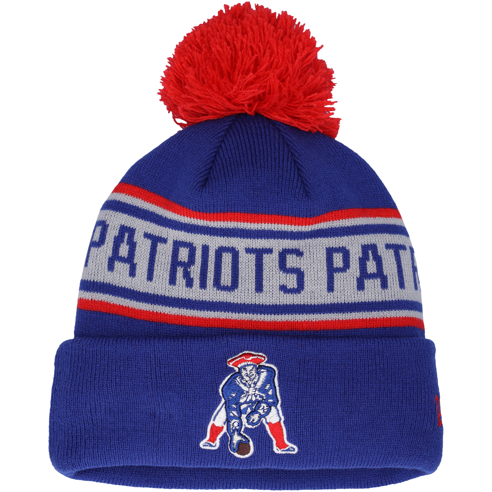 Youth New Era Navy New England Patriots Repeat Cuffed Knit Hat with Pom