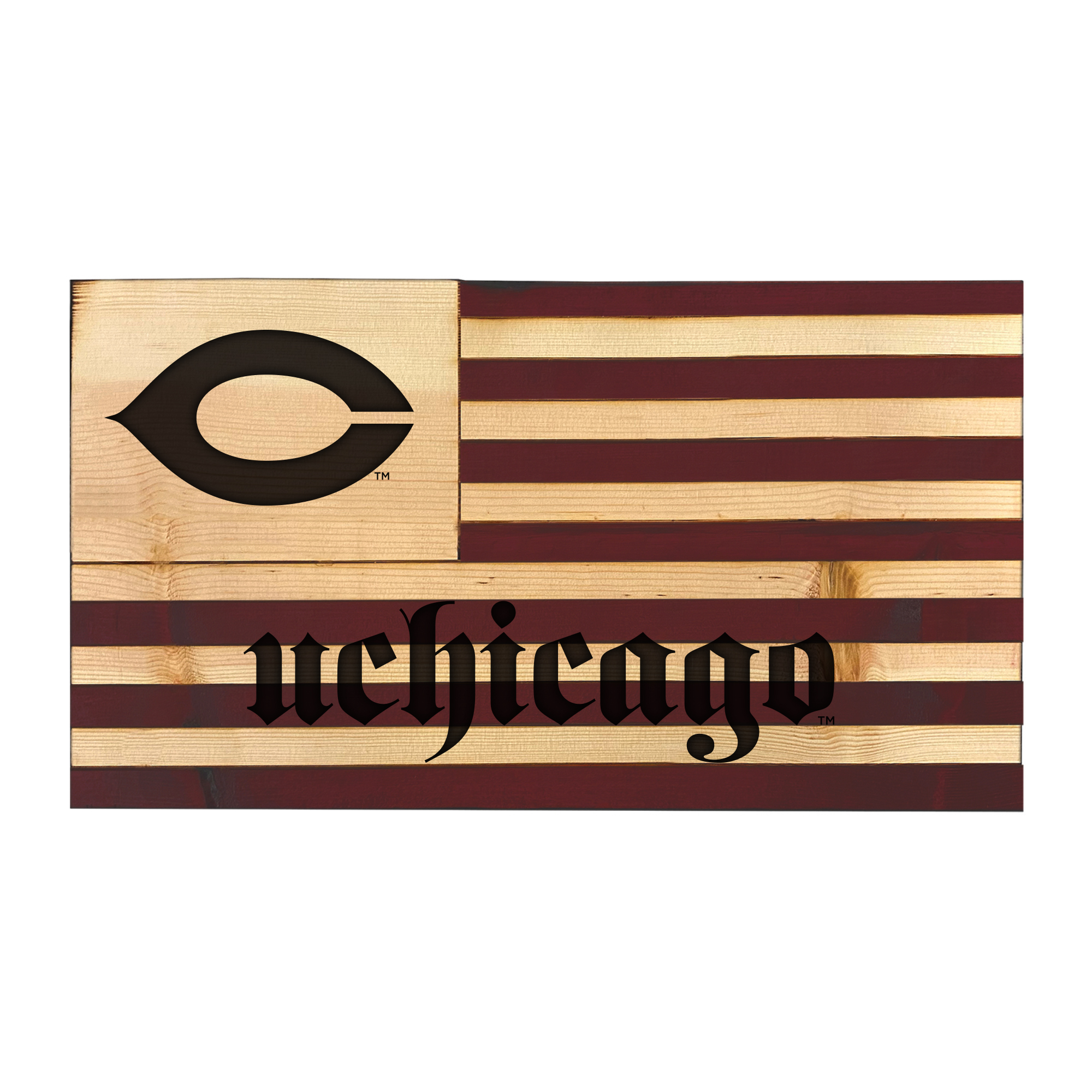 UChicago Maroons 20'' x 36'' Etched Wood Flag