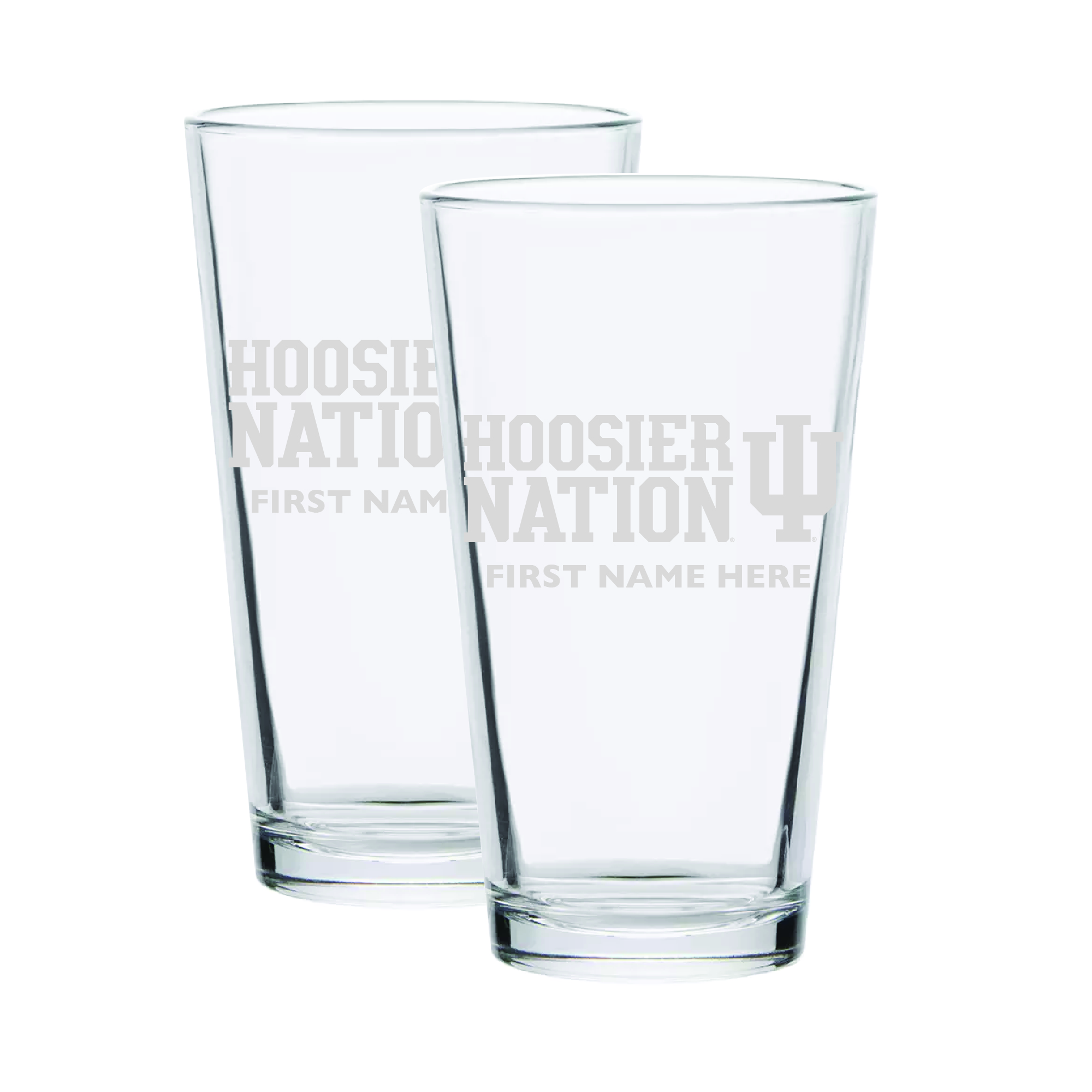 Indiana Hoosiers Two-Pack 16oz. Personalized Etched Team Pint Glass