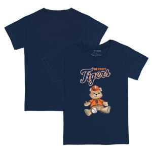 Toddler Tiny Turnip Navy Detroit Tigers Teddy Boy T-Shirt