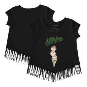 Girls Toddler Tiny Turnip Black Athletics Triple Scoop Fringe T-Shirt