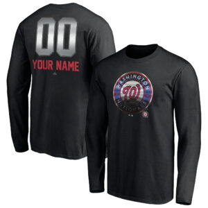 Men's Black Washington Nationals Personalized Midnight Mascot Long Sleeve T-Shirt