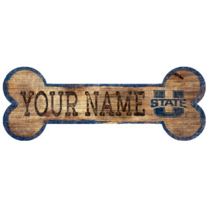 Utah State Aggies 12" x 6" Personalized Dog Bone Sign