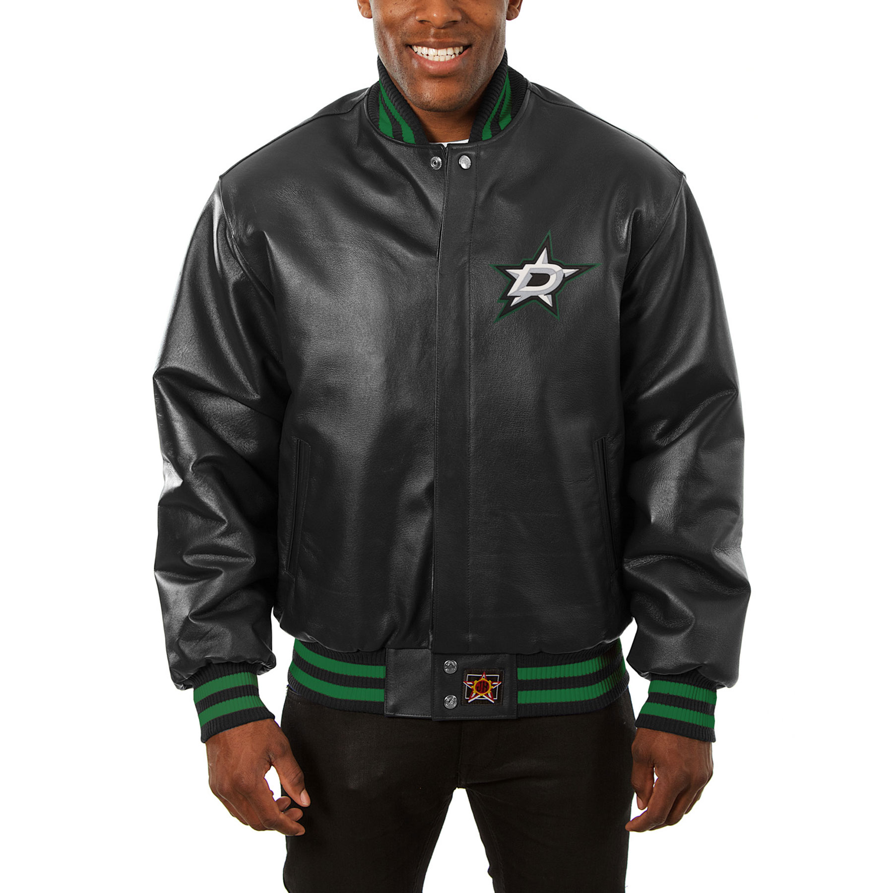 Men's JH Design Black Dallas Stars Big & Tall All-Leather Jacket