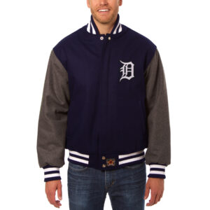 Men's JH Design Navy/Gray Detroit Tigers Big & Tall All-Wool Jacket with Embroidered Logos