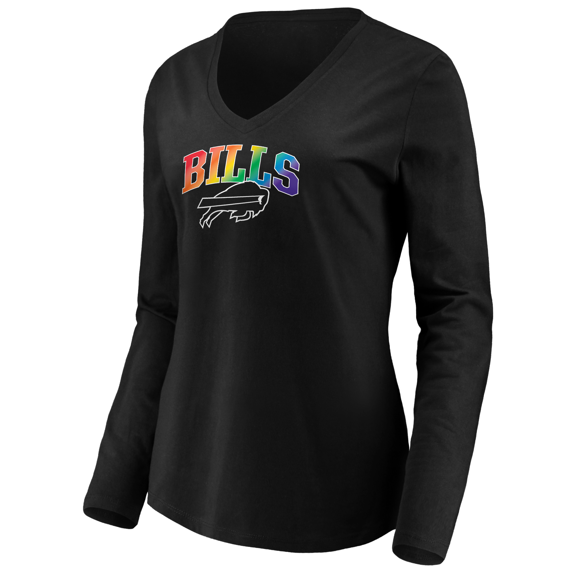 Women's Black Buffalo Bills Pride Logo Long Sleeve V-Neck T-Shirt - Image 6