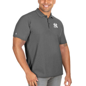 Men's Antigua Gray New York Yankees Big & Tall Legacy Pique Polo
