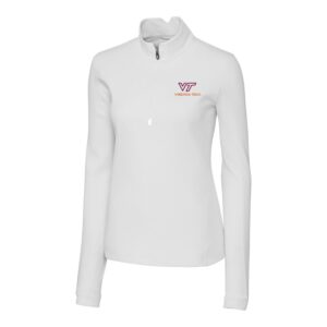 Women's Cutter & Buck White Virginia Tech Hokies Traverse Half-Zip Pullover Jacket