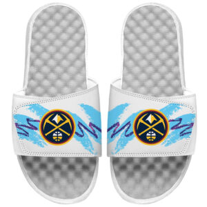 Youth ISlide White Denver Nuggets 90s Paper Cup Slide Sandals