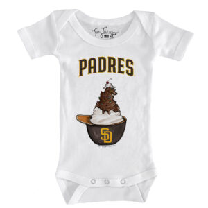 Infant Tiny Turnip White San Diego Padres Sundae Helmet Bodysuit