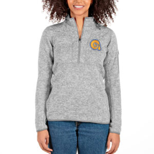 Women's Antigua Gray Albany State Golden Rams Fortune Half-Zip Pullover Jacket