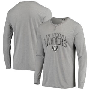 Men's Concepts Sport Gray Las Vegas Raiders Takeaway Henley Long Sleeve Sleep T-Shirt
