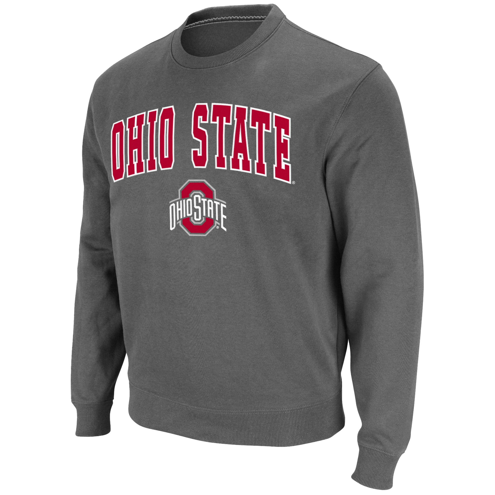 Men's Colosseum Charcoal Ohio State Buckeyes Team Arch & Logo Tackle Twill Pullover Sweatshirt - Image 3