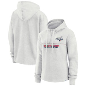 Women's Fanatics Ash Washington Capitals True Classics Legacy Quarter-Zip Hoodie
