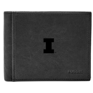 Men's Fossil Black Illinois Fighting Illini Leather Ingram RFID Flip ID Bifold Wallet