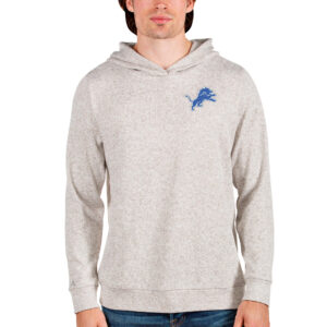 Men's Antigua Oatmeal Detroit Lions Absolute Pullover Hoodie