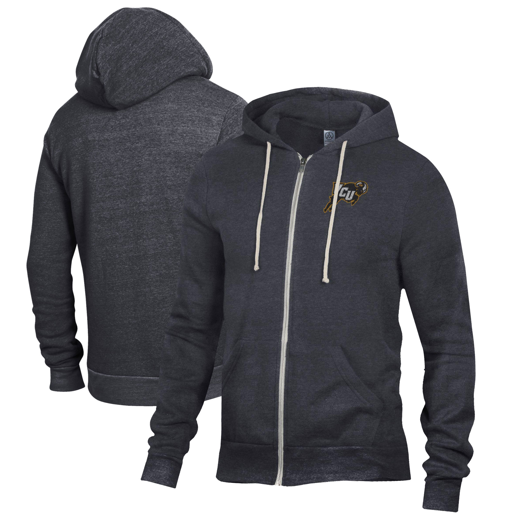 Men's Alternative Apparel Heathered Black VCU Rams Rocky Full-Zip Hoodie - Image 5