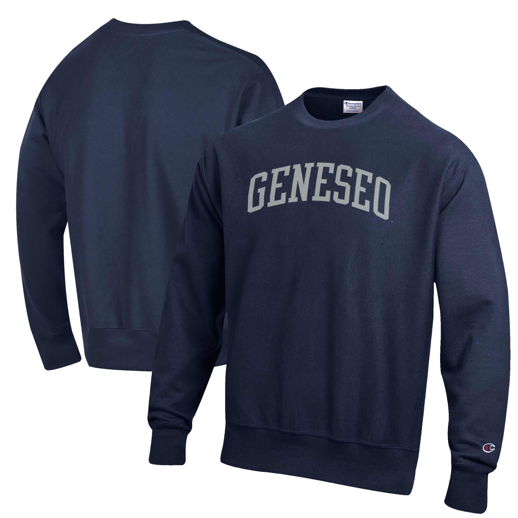 Men's Champion Navy SUNY Geneseo Knights Reverse Weave Fleece Crewneck Sweatshirt