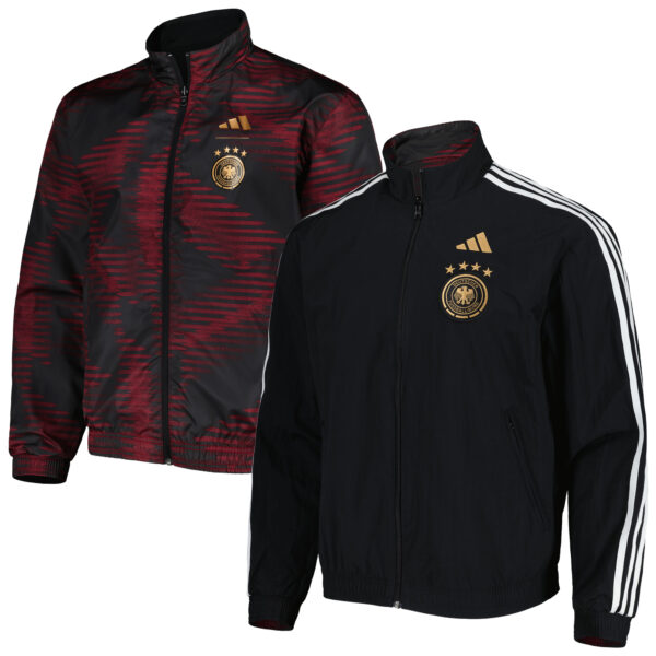 Men's adidas Black/Maroon Germany National Team AEROREADY Reversible Anthem Reversible Full-Zip Jacket