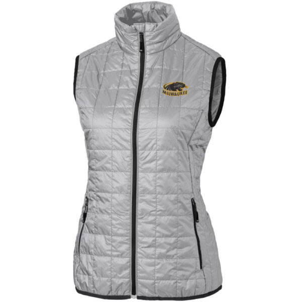 Women's Cutter & Buck Silver Wisconsin-Milwaukee Panthers Eco Full-Zip Puffer Vest