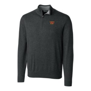 Men's Cutter & Buck Heathered Charcoal Washington Commanders Big & Tall Lakemont Quarter-Zip Pullover Sweater