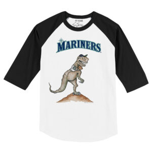 Infant Tiny Turnip White/Black Seattle Mariners TT Rex Raglan 3/4 Sleeve T-Shirt