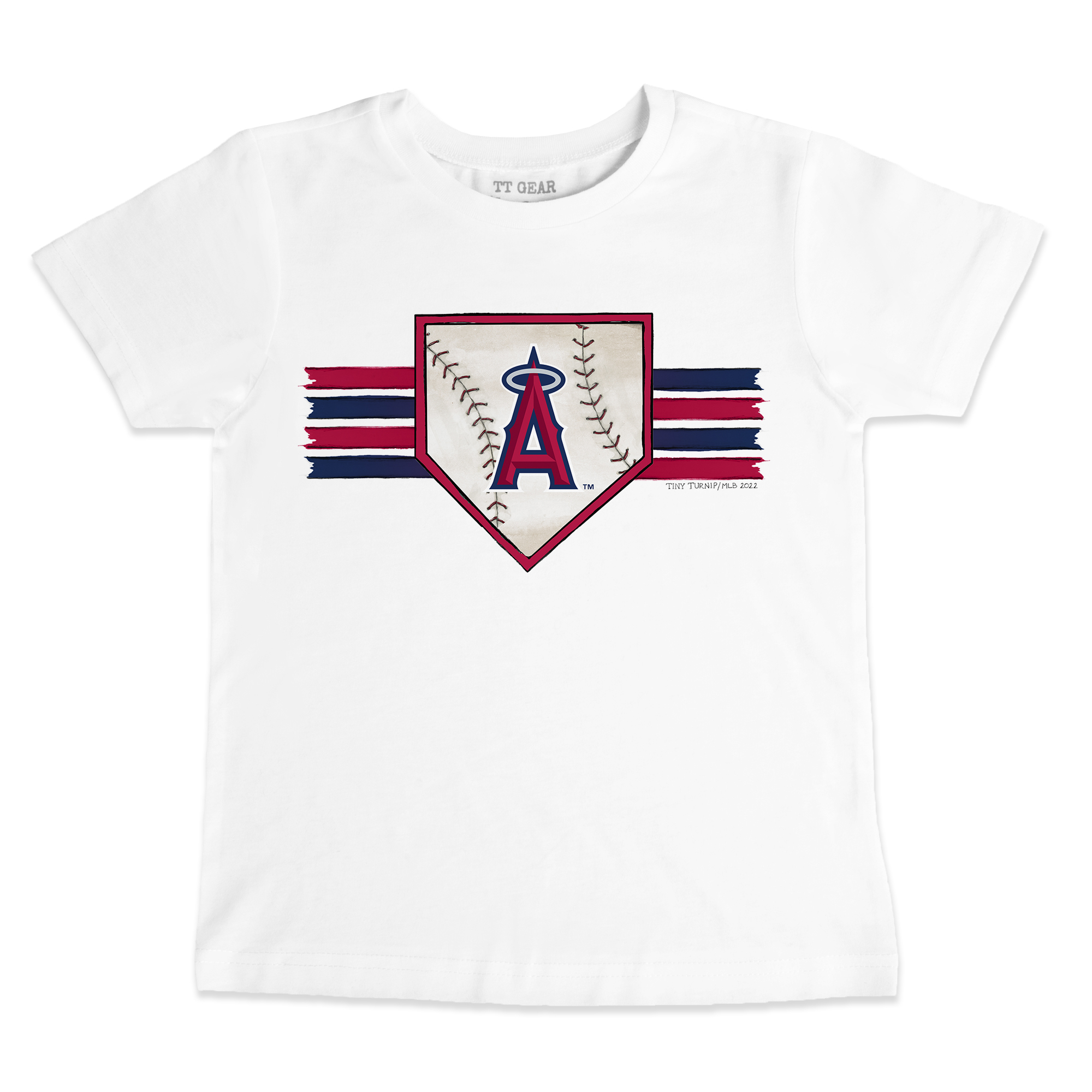 Infant Tiny Turnip White Los Angeles Angels Base Stripe T-Shirt