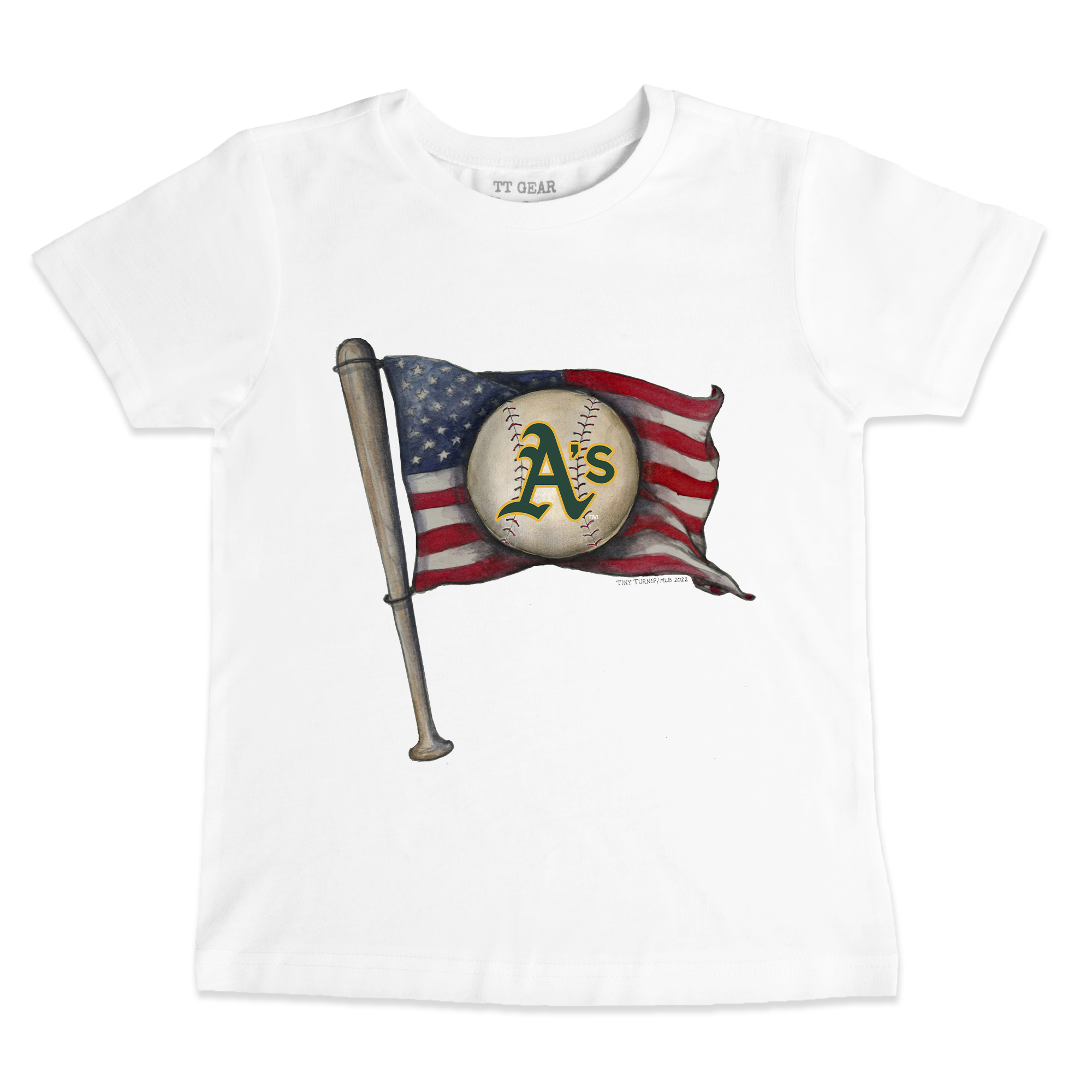 Toddler Tiny Turnip White Oakland Athletics Baseball Flag T-Shirt