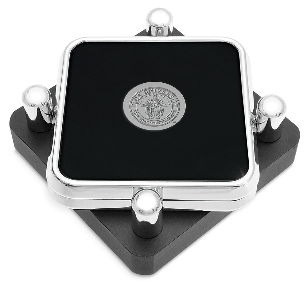 Pace University Setters Silver 2-Piece Square Coaster Set
