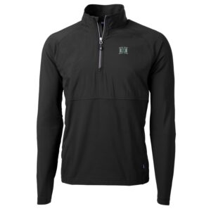 Men's Cutter & Buck Black Hawaii Warriors Adapt Eco Knit Hybrid Recycled Quarter-Zip Pullover Top