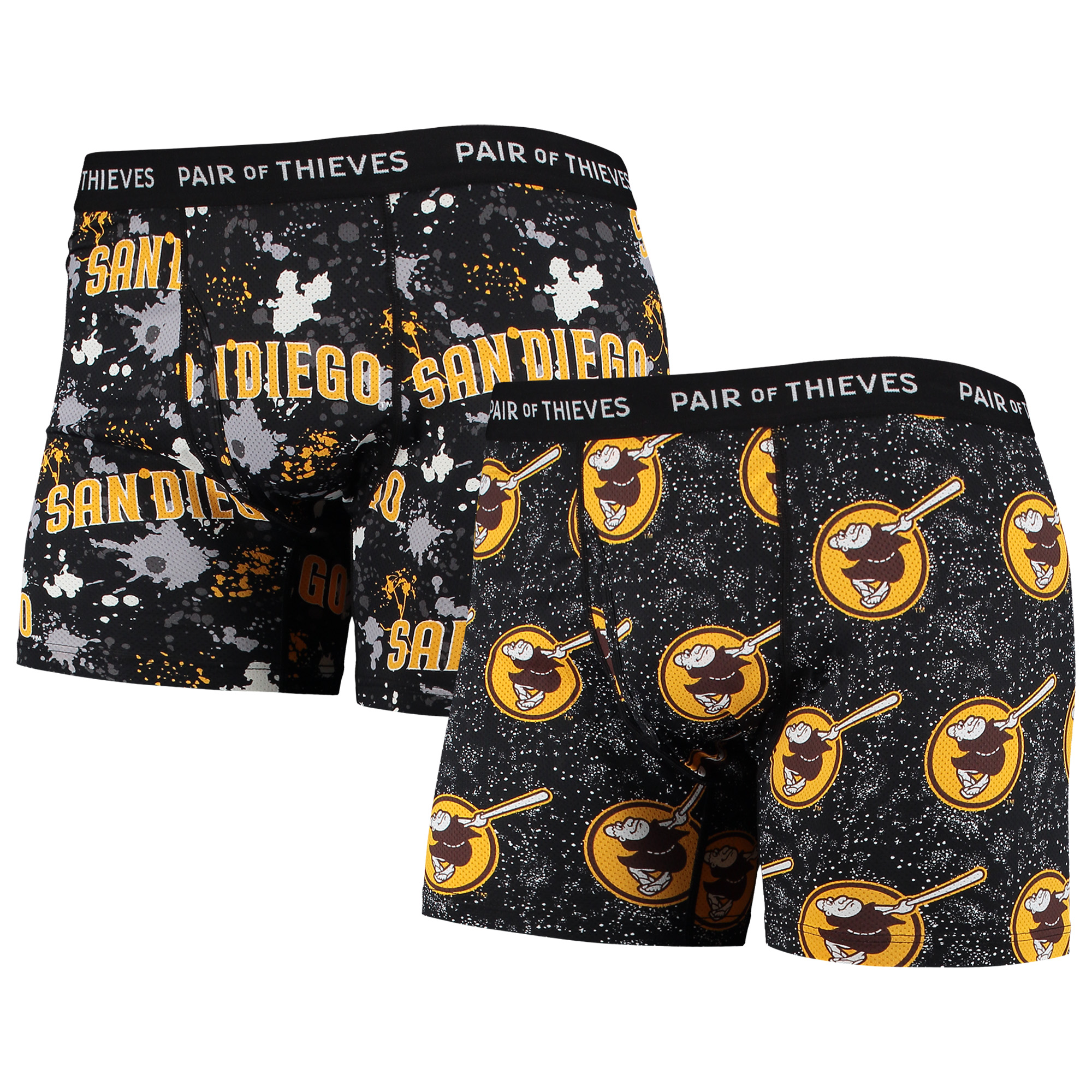 Men's Pair of Thieves Black San Diego Padres Super Fit 2-Pack Boxer Briefs Set - Image 7