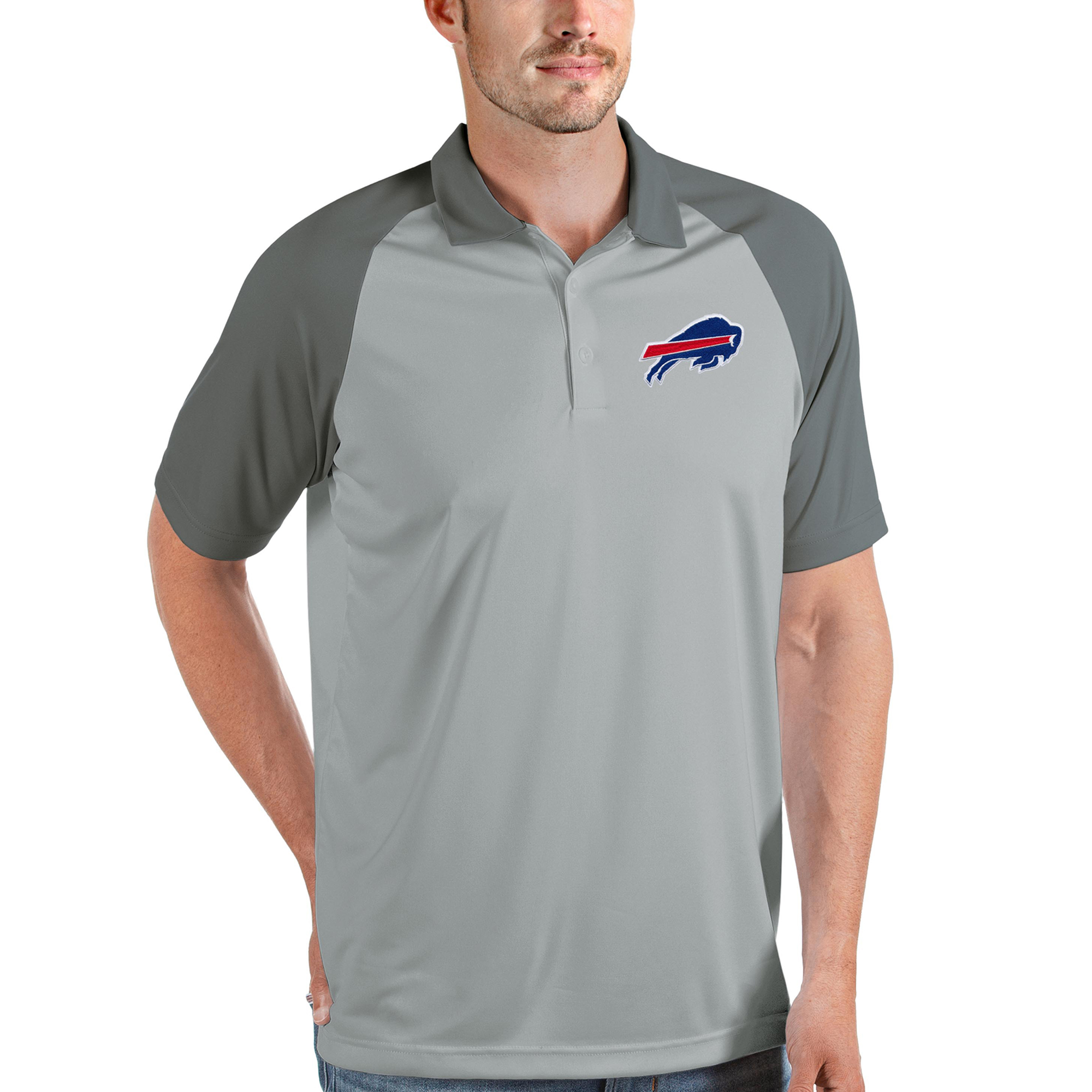 Men's Antigua Gray/Steel Buffalo Bills Nova Polo