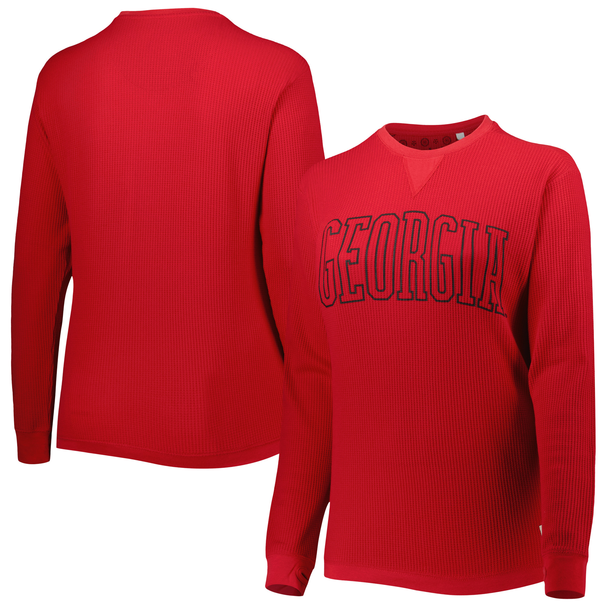 Women's Pressbox Red Georgia Bulldogs Surf Plus Size Southlawn Waffle-Knit Thermal Tri-Blend Long Sleeve T-Shirt - Image 2