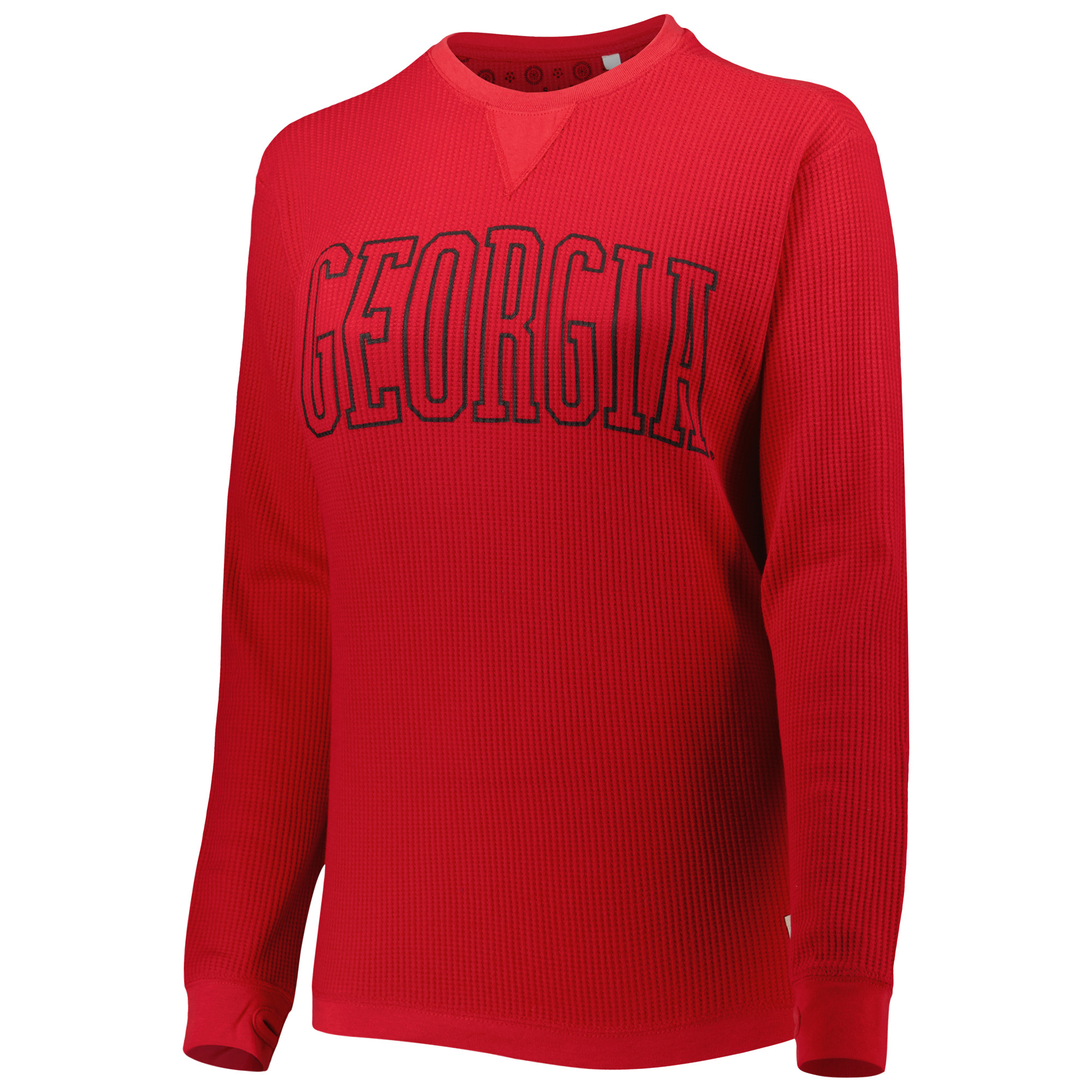 Women's Pressbox Red Georgia Bulldogs Surf Plus Size Southlawn Waffle-Knit Thermal Tri-Blend Long Sleeve T-Shirt - Image 3