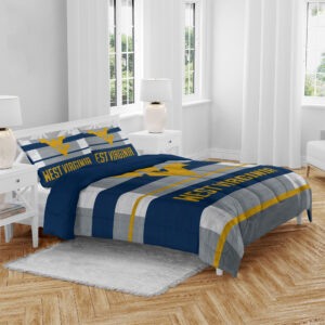 West Virginia Mountaineers Heathered Stripe 3-Piece Full/Queen Bed Set