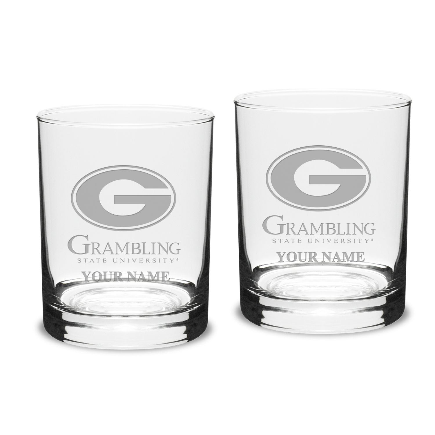 Grambling Tigers Personalized 14oz. 2-Piece Classic Double Old Fashioned Glass Set
