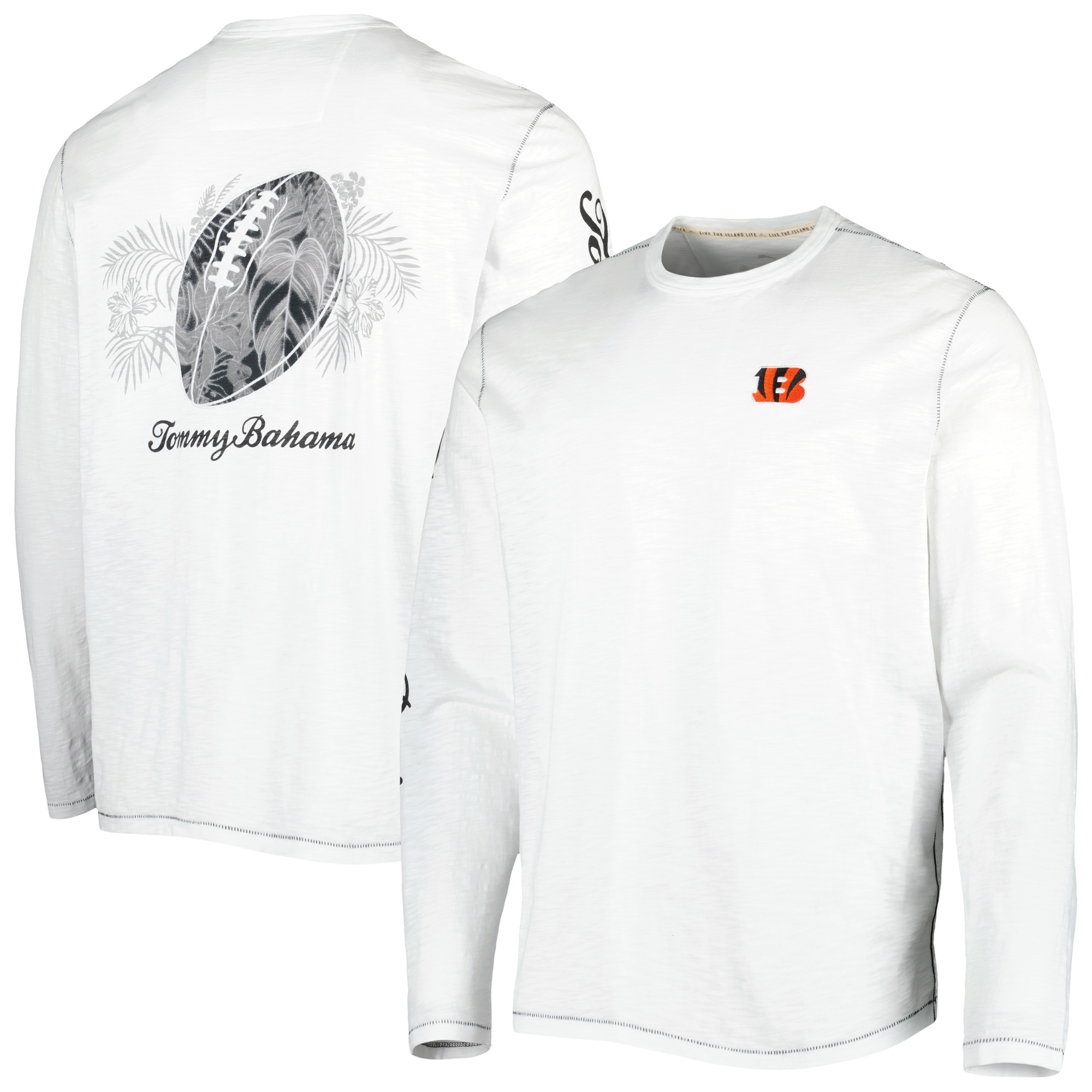 Men's Tommy Bahama White Cincinnati Bengals Laces Out Billboard Long Sleeve T-Shirt - Image 5