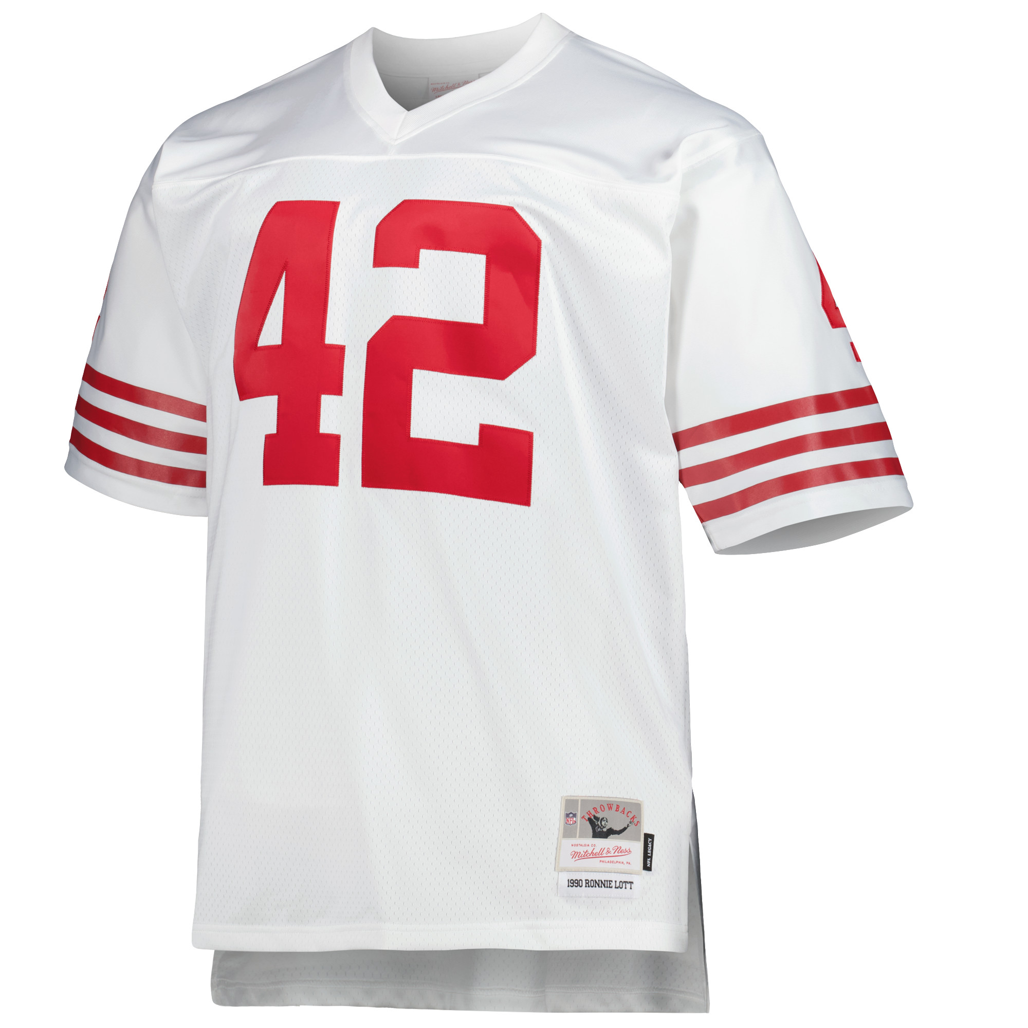 Men's Mitchell & Ness Ronnie Lott White San Francisco 49ers Big & Tall 1990 Retired Player Replica Jersey - Image 6