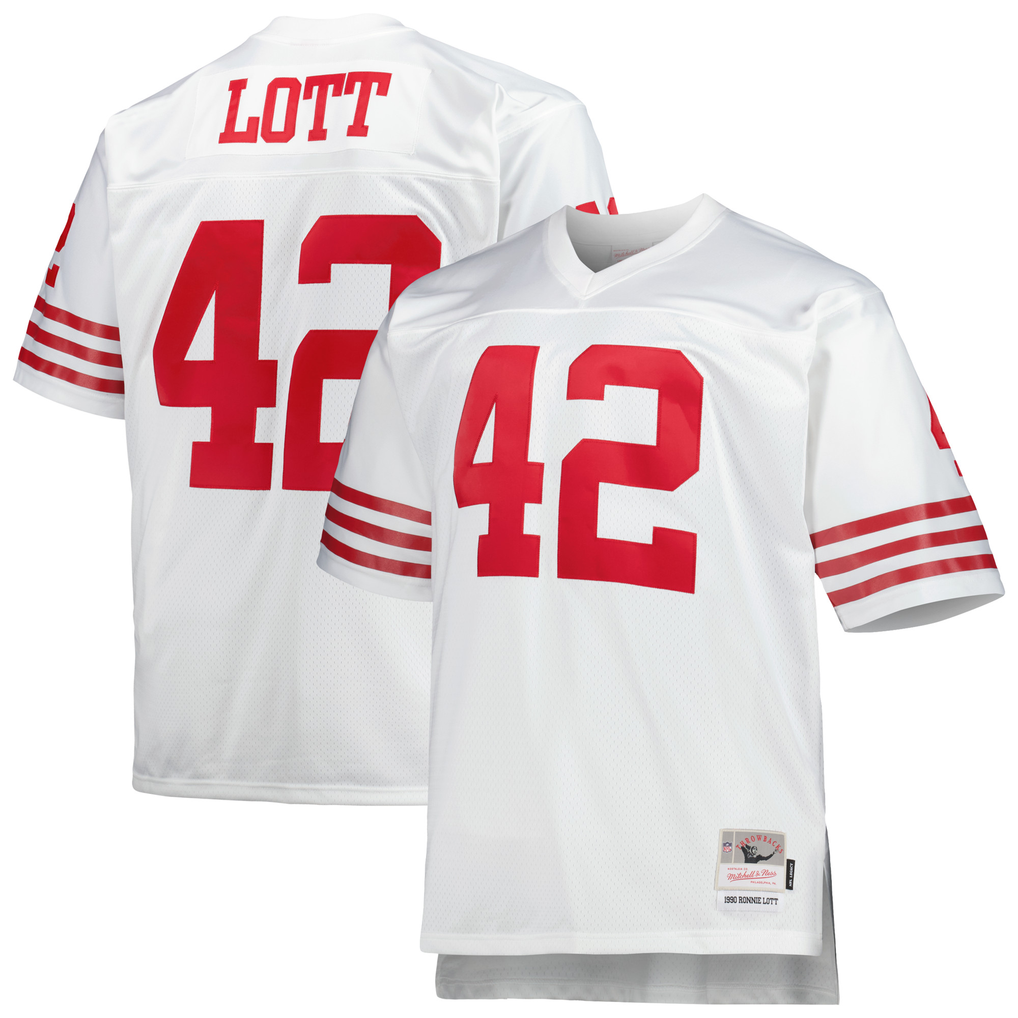 Men's Mitchell & Ness Ronnie Lott White San Francisco 49ers Big & Tall 1990 Retired Player Replica Jersey