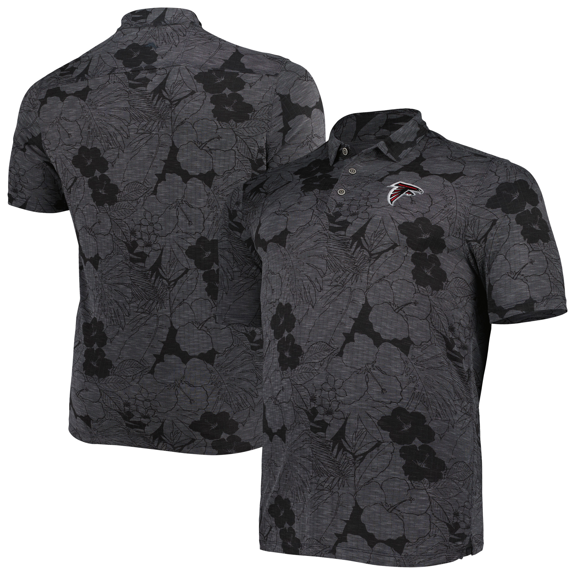 Men's Tommy Bahama Black Atlanta Falcons Big & Tall Miramar Blooms Polo - Image 2