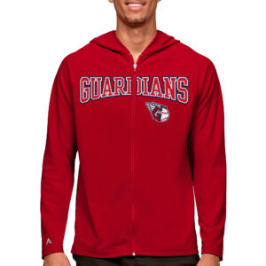 Men's Antigua Red Cleveland Guardians Wordmark Legacy Full-Zip Hoodie