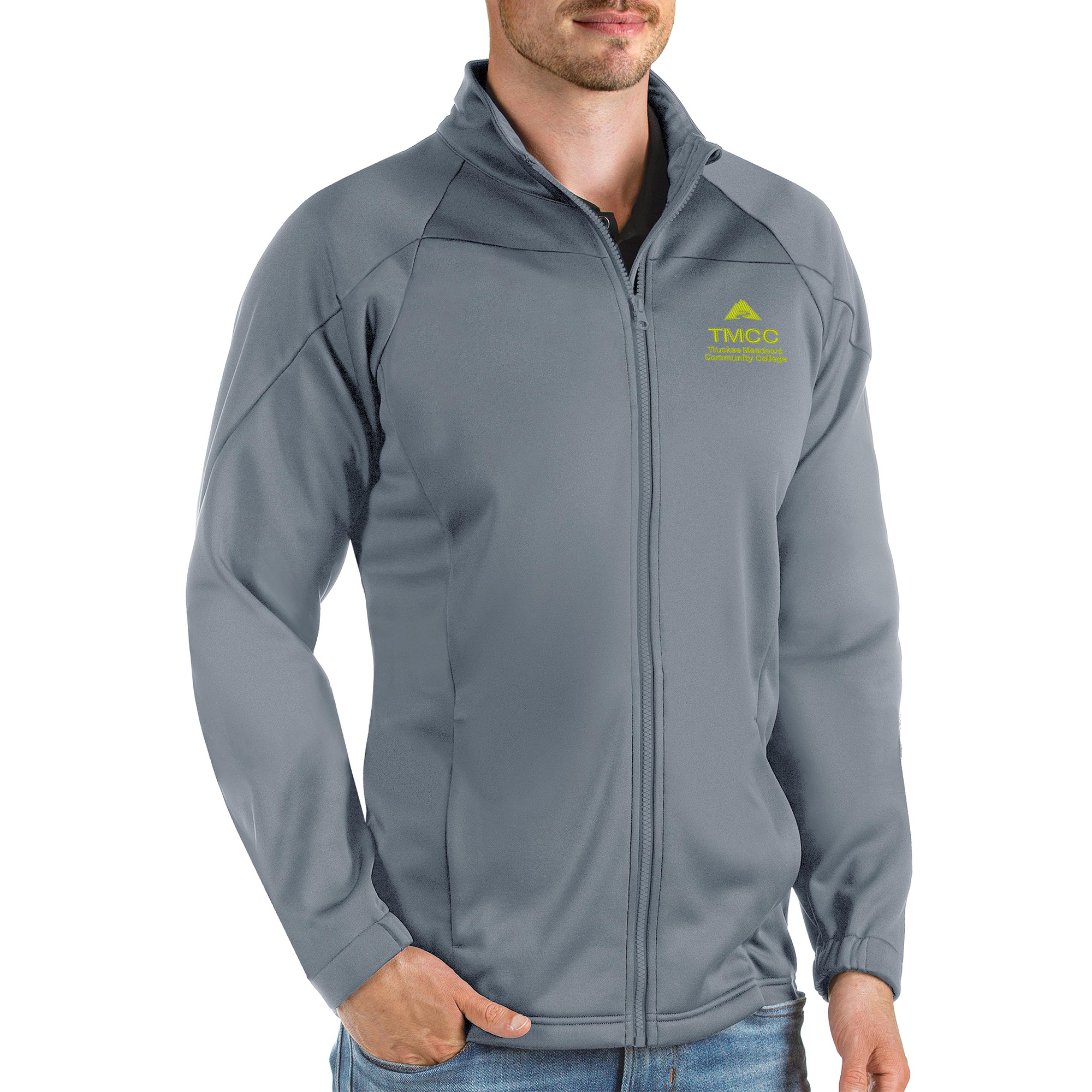 Men's Antigua Steel Truckee Meadows Community College Links Full-Zip Golf Jacket
