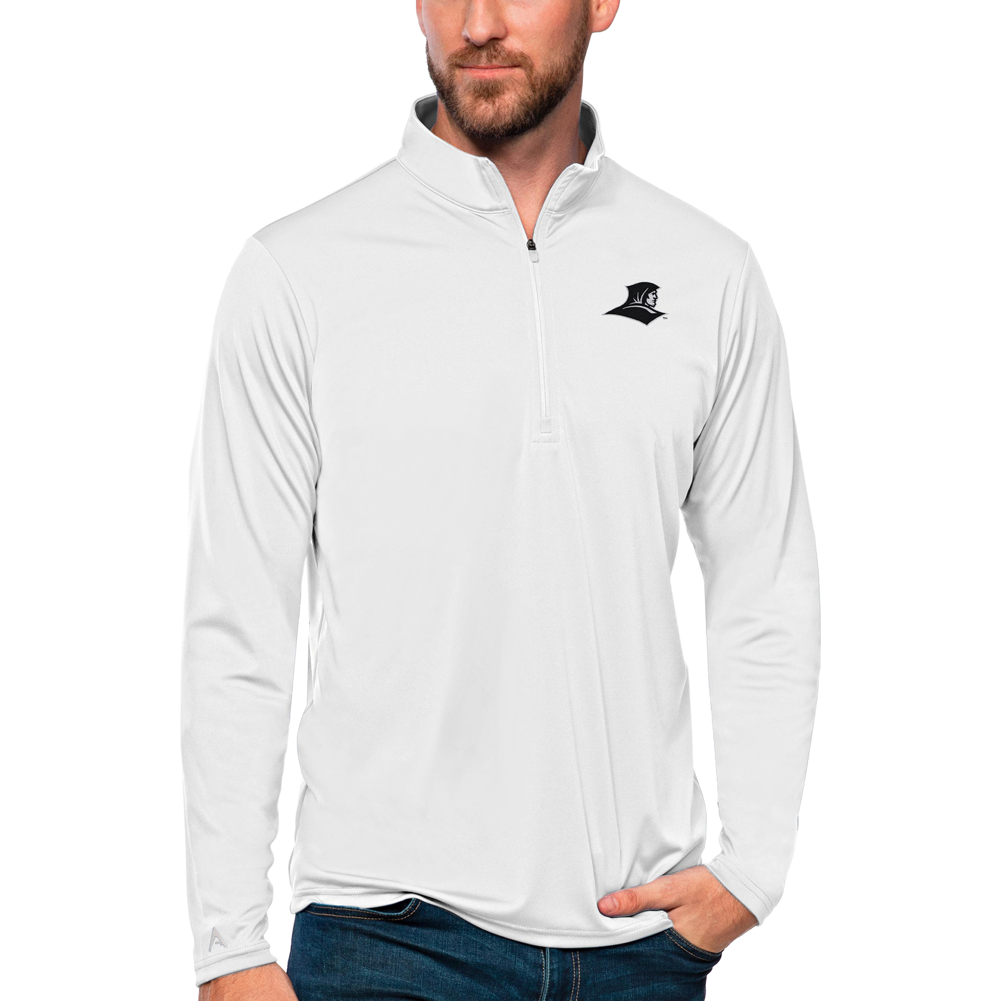 Men's Antigua White Providence Friars Tribute Quarter-Zip Top