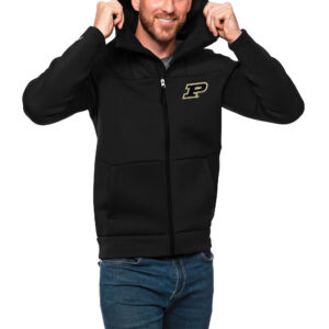 Men's Antigua Black Purdue Boilermakers Protect Full-Zip Hoodie