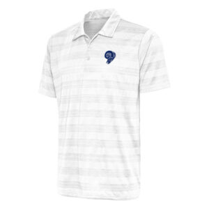 Men's Antigua White Los Angeles Rams Team Logo Throwback Compass Polo