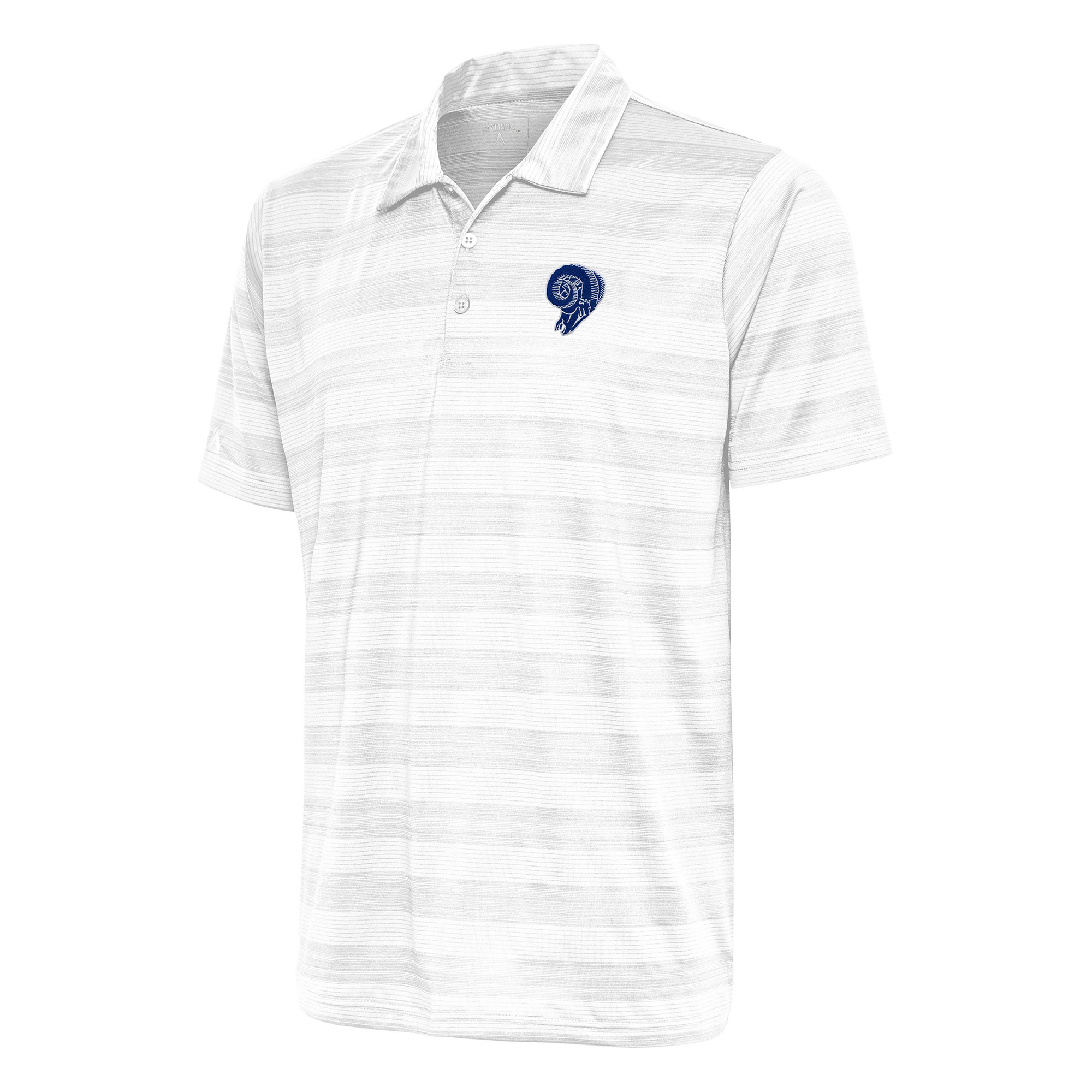 Men's Antigua White Los Angeles Rams Team Logo Throwback Compass Polo